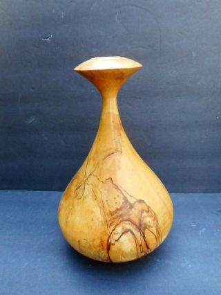 Vintage Modern Large Studio Turned Wood Vase Signed David & Stephen