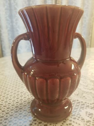 Vintage Shawnee Pottery Burgandy Double Handle Vase (usa)