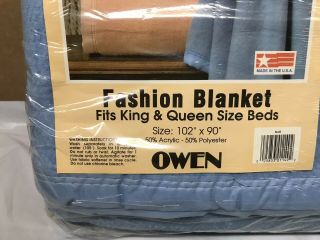 Vintage,  King Or Queen Polyester Acrylic Blanket With Satin Trim,  Blue.  2 Pack 2