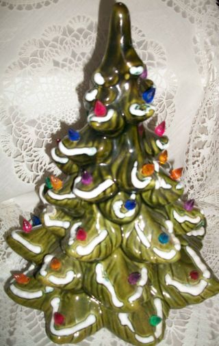 Vintage Ceramic Christmas Tree Multi Color Lights Good 16 1/2 "