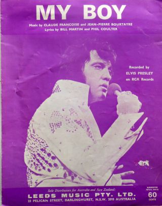 My Boy – Recorded By Elvis Presley On Rca Records - Vintage Sheet Music