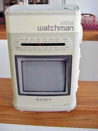 Vintage Sony Mega Watchman White Fd - 510 Am/fm Tv For Parts/repair