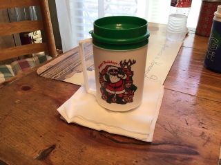 Vintage Aladdin Insulated Travel Mug Cup Christmas Happy Holiday 12 Oz