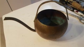 Vintage Solid Copper Small Watering Can W/ Brass Spout And Handle