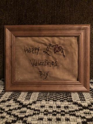 Vintage Distressed Handmade Valentine’s Day Stitchery,  Heart