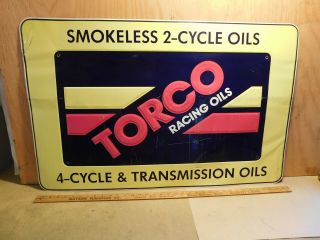 Large Vintage Nos Torco Racing Oil Motorcycle Dealer Sign 36 " Wide X 23 " Tall 3