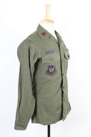 Vtg 70s Vietnam Og - 107 Sateen Usaf Utility Uniform Fatigue Shirt Size Small