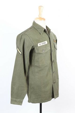 Vtg 70s Vietnam Og - 107 Sateen Us Army Utility Uniform Fatigue Shirt Size Small
