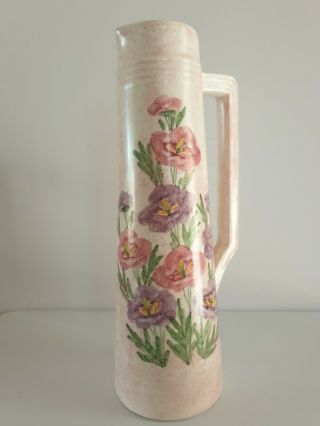 Vintage Radford Pottery England Pitcher/jug - Hand Painted - Pink/flowers - C1945