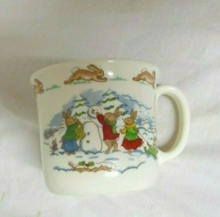 Vintage Royal Doulton Bunnykins Mug/cup Christmas Sledding Made In England