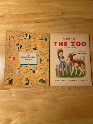 Vintage Little Golden Book A Day At The Zoo Children ' s Book 1950 Very Good cond. 3