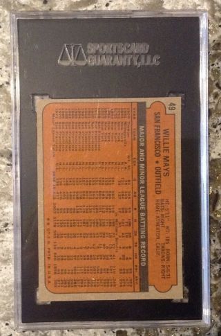 Willie Mays 1972 Topps Vintage Baseball Card Graded SGC 6 EX Giants 49 2