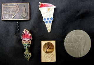 VINTAGE SUMMER OLYMPIC GAMES BADGES; TOKYO 1964,  MUNICH 1972,  MOSCOW 1980. 2