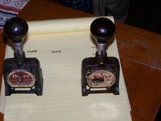 2 Vintage Bates Numbering Machine Stamps,  6 & 7 Wheels Style E Printing Equip