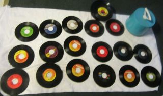 Vintage Vintage Blue Disk Go Case For 45 Rpm Records,  With 52 Estate Records
