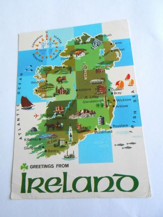 Cool Vintage 1988 Greetings From Ireland John Hinde Travel Souvenir Postcard