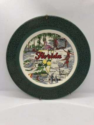 Vintage Florida State Souvenir Ceramic Plate Homer Laughlin Usa