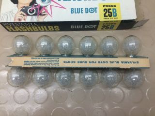 Vintage 12 Sylvania Blue Dot Flash Bulbs Press 25b Camera