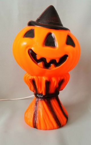 Vintage 1969 Empire Halloween Jack - O - Lantern On Haystack Lighted Blow Mold 14 "