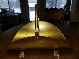 Vintage Small Metal Fireplace Log Fire Wood Holder Claw Feet Brass Handle