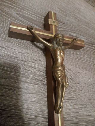 Vintage Crucifix - Brass And Wood - Made In West Germany