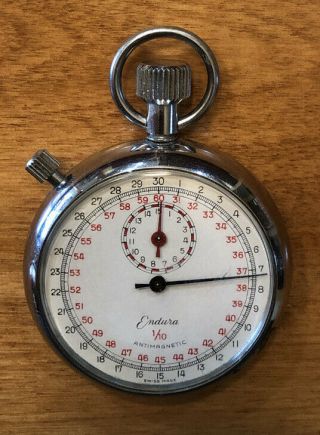 Swiss Made Endura 1/10 Mechanical Vintage Wind Up Stopwatch Antimagnetic