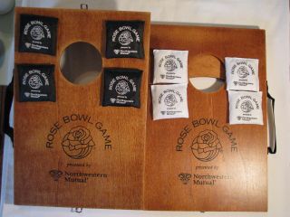 Vintage Miniature Corn Hole Bean Bag Toss Rose Bowl Football Game In Carry Case