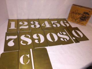 Vintage Reese’s Brass Stencils - 2.  5” (w) X4.  5 " (tall) Locking Numbers