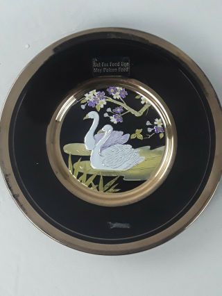 Vintage Plate The Art Of Chokin 24k Gold Edged 6 - 1/2” Hummingbird Japan C9