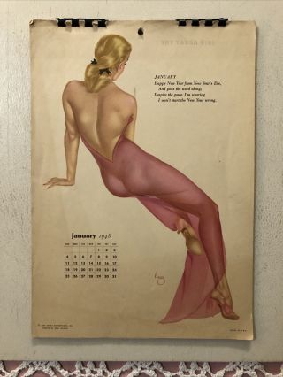 1948 Vintage Varga 12 Month,  Full Year Pinup Girl Calendar.