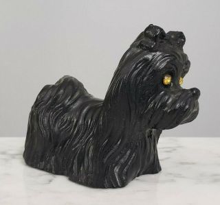 Vintage Coal Carving Hand Carved Statue Pennsylvania Yorkshire Terrier Dog
