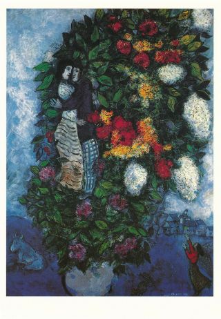 Bouquet Of Flowers 1937 - Rare Signed Paint By Marc Chagall Vintage Art Postcard