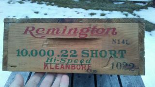 Vintage Remington 22 Short Hi - Speed Kleanbore Dupont Wood Ammo Crate Box Minty
