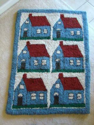 Charming Vintage Hand Hooked School House Rug,  Americana Colors