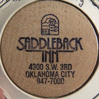 Vintage Saddleback Inn Oklahoma City,  Ok Wooden Nickel - Token Okla.