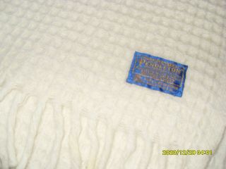Vintage Pendleton Blanket Throw Off White Color With Fringe Large
