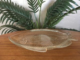 Vintage Clear Glass Fish Shaped Serving Platter Plate Dish 3