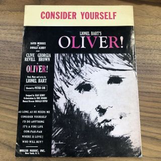 Consider Yourself Piano Sheet Music From Lionel Barts Oliver 1960 - Vintage