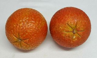 Vintage Italian Alabaster Mandarin Oranges Tangerine Marble Stone Fruit Set Of 2