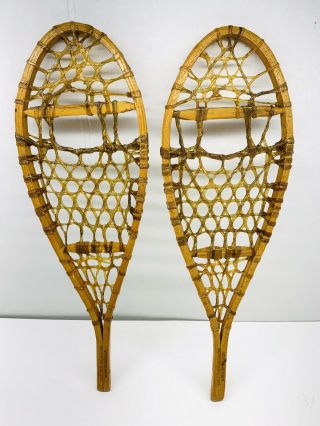 Vintage Salesman Sample Child Size Snowshoes (16x5 Inches) Made In Canada