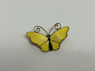 Vintage David Andersen Norway Sterling Silver Yellow Enamel Butterfly Pin Brooch