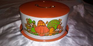 Vintage Ballonoff Tin Cake Saver Mid - Century Mushroom Orange Cleveland,  Ohio