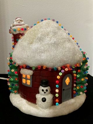 Vintage Christmas Ceramic Igloo Light - Up House Santa Claus Snowman Holiday Decor