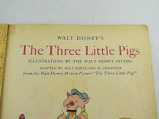 Three Little Pigs Walt Disney ' s Vintage 1948 Little Golden Book 3
