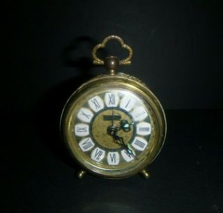 Vintage Blessing West Germany Filigree Brass Alarm Clock 3 3/4 "