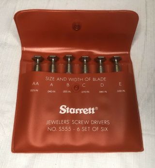 Vintage Starrett No.  S555 Jewelers Screw Drivers Set Of 6 Machinists