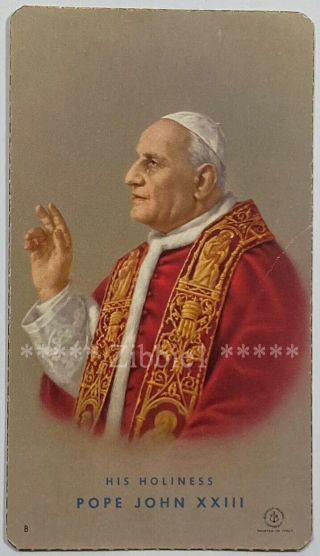 His Holiness Pope St John Xxiii,  Vintage Holy Devotional Card.