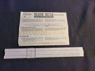 Vintage Sterling Precision Slide Rule With Instructions