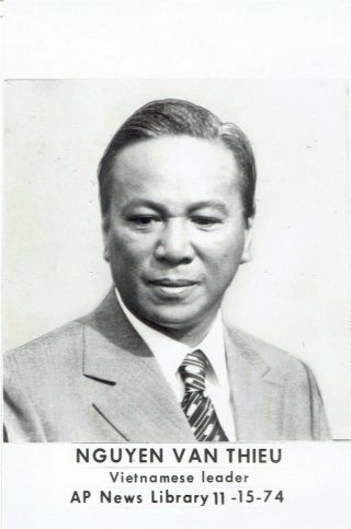 1974 Vintage Photo South Vietnamese Leader Nguyen Van Thieu