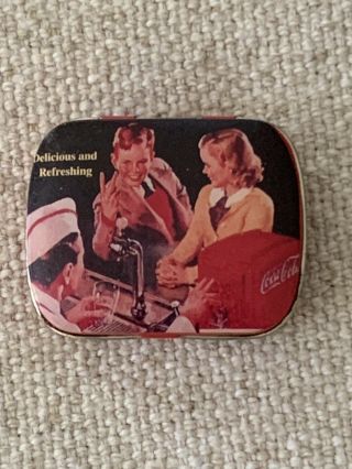 Vintage Coca Cola Metal Tin Small Box Pill Box Container